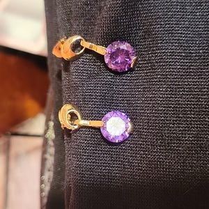 🆕️ Elegant purple round stone stud Dangle earrings